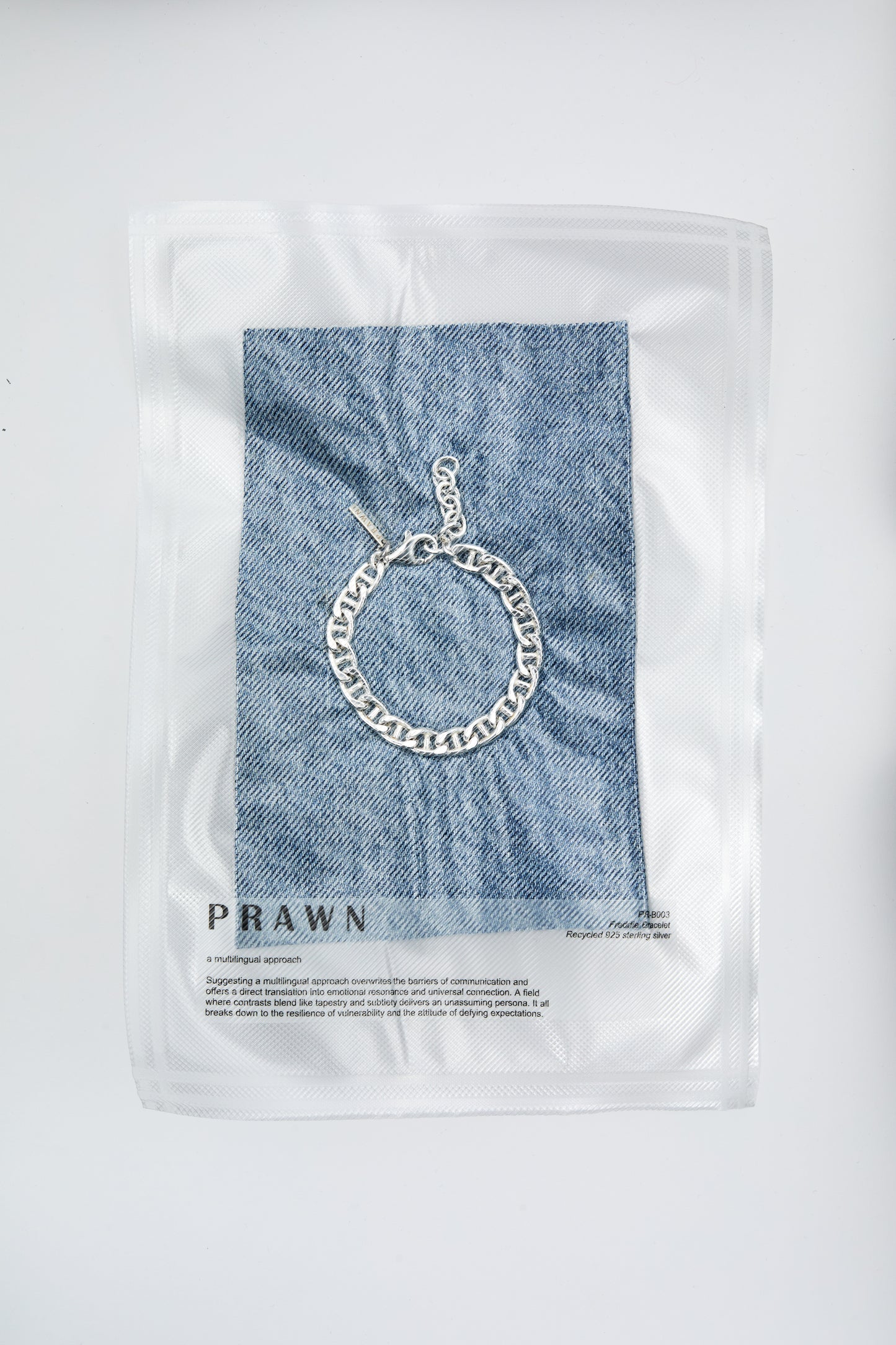 Chunky bracelet made in recycled sterling silver in vacuum packaging