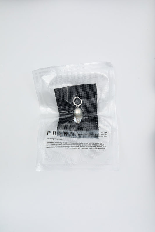 BAROQUE PEARL WHITE ZIRCONIA SLIM HOOP EARRING