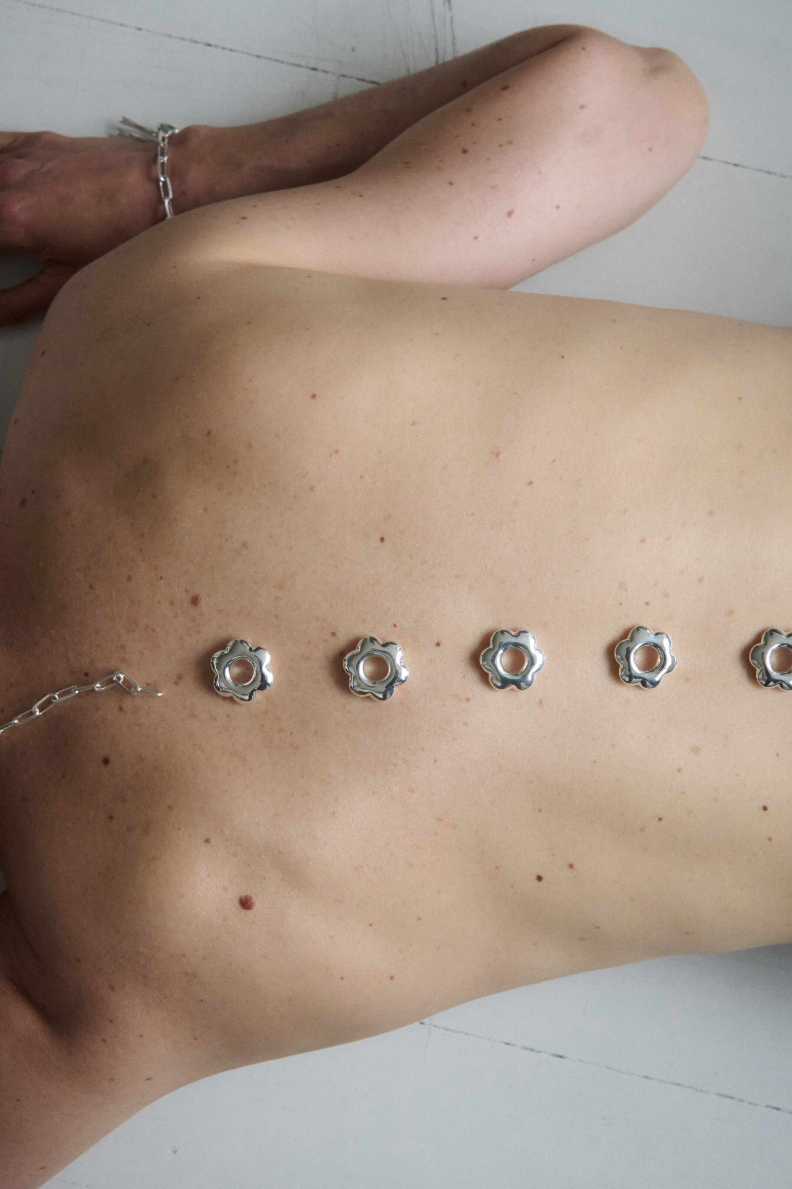 Large flower pendant made in silver