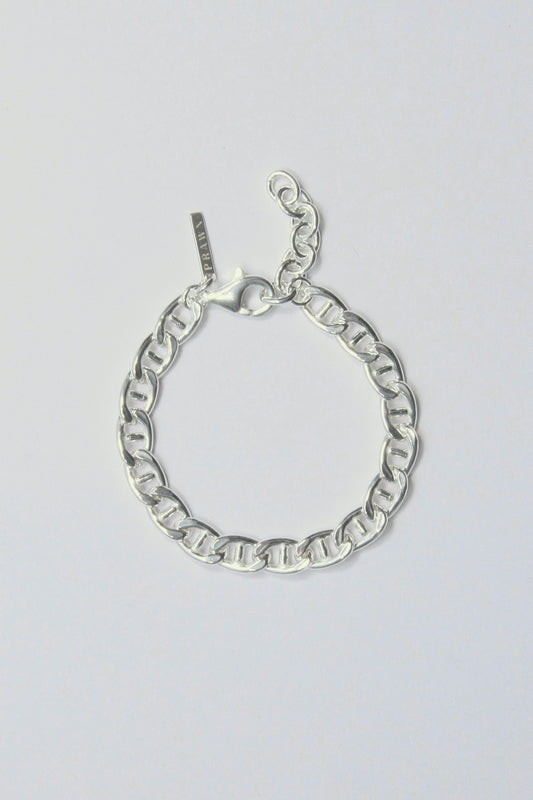 Chunky silver bracelet with a big clasp