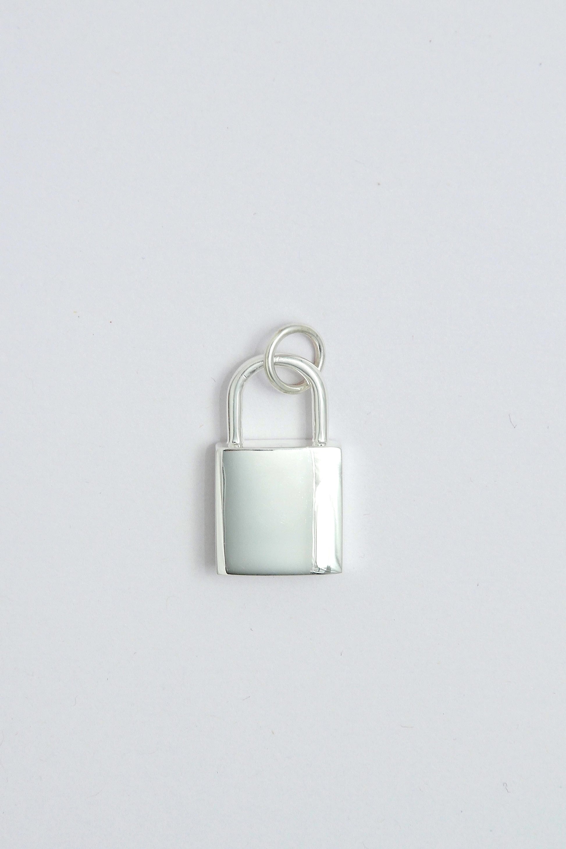 Silver padlock charm pendant